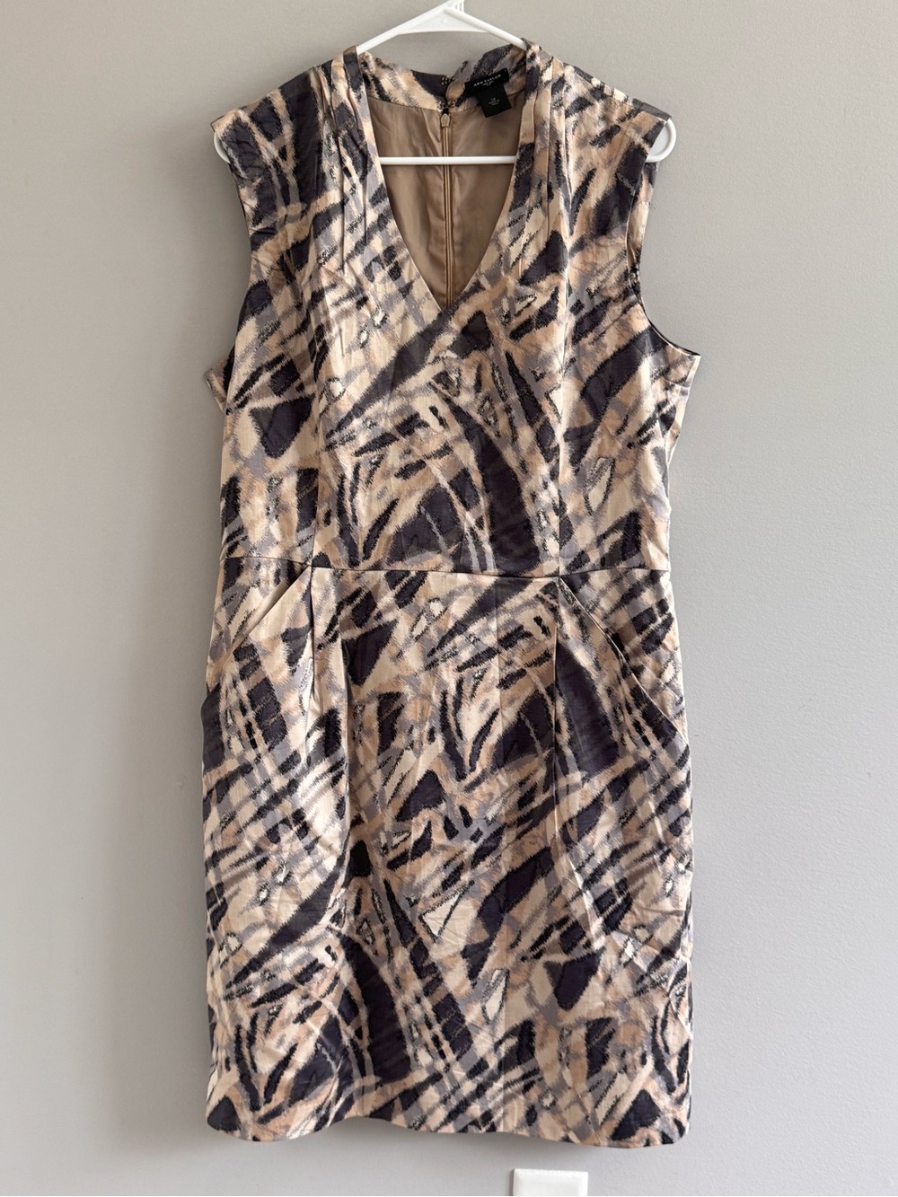 Ann Taylor Size 14 Sheath Dress Abstract Print Sleeveless Career Dress